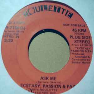ECSTASY, PASSION AND PAIN — ASK ME / SAME record label scan