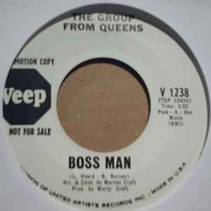 GROUP FROM QUEENS — BOSS MAN / YOUR SEARCH IS OVER record label scan