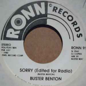 BUSTER BENTON — SORRY (RADIO EDIT) / SORRY record label scan
