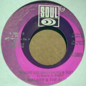 JR WALKER AND THE ALL STARS — RIGHT ON BROTHERS AND SISTERS / TAKE ME GIRL I'M READY record label scan