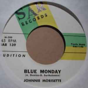 JOHNNIE MORISETTE — BLUE MONDAY / DON'T THROW YOUR LOVE ON ME SO STRONG record label scan