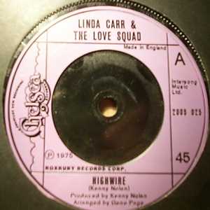 LINDA CARR AND THE LOVE SQUAD — HIGHWIRE / MAMA'S LITTLE CORNER OF THE WORLD record label scan