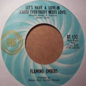 FLAMING EMBERS — LET'S HAVE A LOVE IN / HEY MAMA record label scan