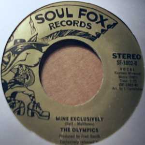 MIRWOOD HORNS / OLYMPICS — MINE EXCLUSIVELY / SAME record label scan