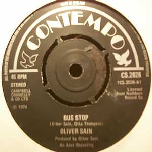 OLIVER SAIN — BUS STOP / NIGHTIME record label scan
