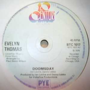 EVELYN THOMAS — DOOMSDAY / DAY AFTER DOOMSDAY record label scan