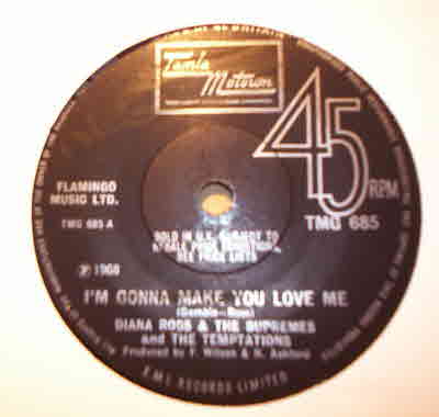 DIANA ROSS, SUPREMES AND THE TEMPTATIONS — I'M GONNA MAKE YOU LOVE ME / A PLACE IN THE SUN record label scan