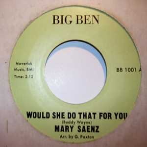 MARY SAENZ — WOULD SHE DO THAT FOR YOU / I THINK IT'S YOU record label scan