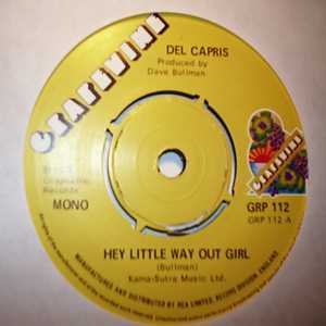 DEL CAPRIS / EULA COOPER — HEY LITTLE WAY OUT GIRL / BEGGAR'S CAN'T BE CHOOSEY record label scan