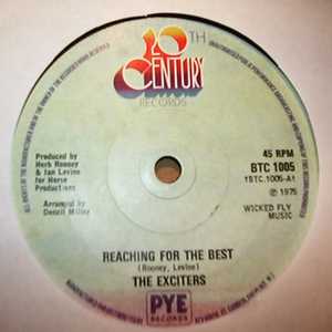 EXCITERS — REACHING FOR THE BEST / KEEP ON REACHIN record label scan