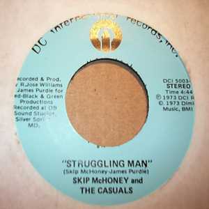 SKIP MAHOANEY AND THE CASUALS — STRUGGLING MAN / YOUR FUNNY MOODS record label scan