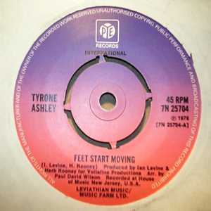 TYRONE ASHLEY — FEET START MOVING / MOVIN' ON record label scan