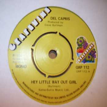 DEL CAPRIS / EULA COOPER — HEY LITTLE WAY OUT GIRL / BEGGAR'S CAN'T BE CHOOSEY record label scan
