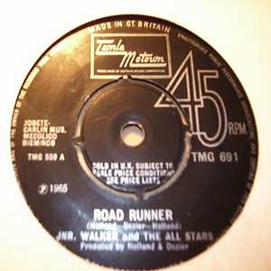 JR. WALKER AND THE ALL STARS — ROAD RUNNER / SHOTGUN record label scan