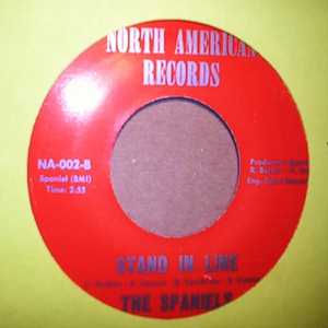 SPANIELS — STAND IN LINE / LONELY MAN record label scan