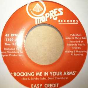 EASY CREDIT — ROCKING ME IN YOUR ARMS / LISTEN TO YOUR HEART record label scan