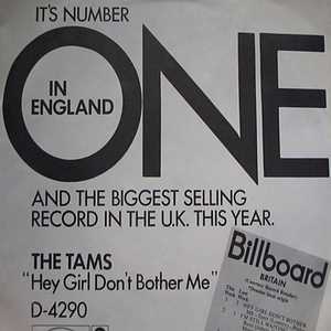 TAMS — HEY GIRL DON'T BOTHER ME / WEEP LITTLE GIRL record label scan