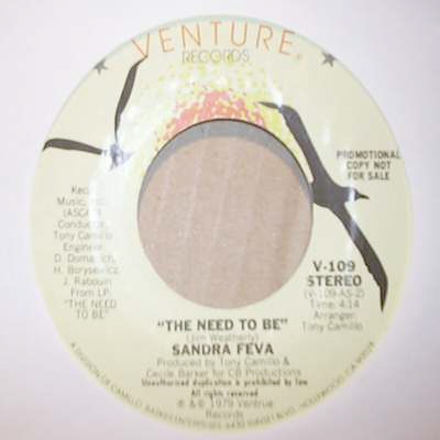 SANDRA FEVER — THE NEED TO BE / SAME record label scan