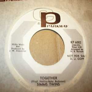 SIMMS TWINS — TOGETHER / BABY IT'S REAL record label scan
