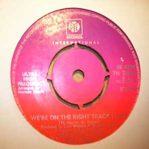 ULTRA HIGH FREQUENCY — WE'RE ON THE RIGHT TRACK / INSTRUMENTAL record label scan